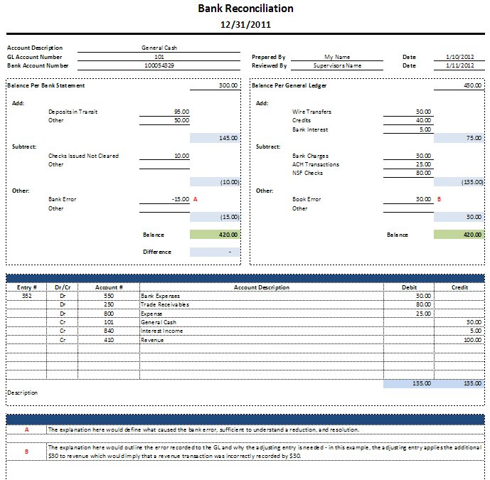 Free Excel Bank Reconciliation Template Download