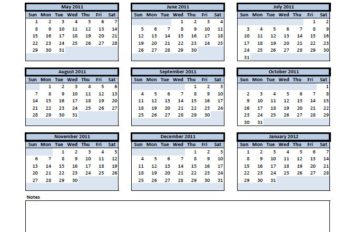 calendar notes at bottom