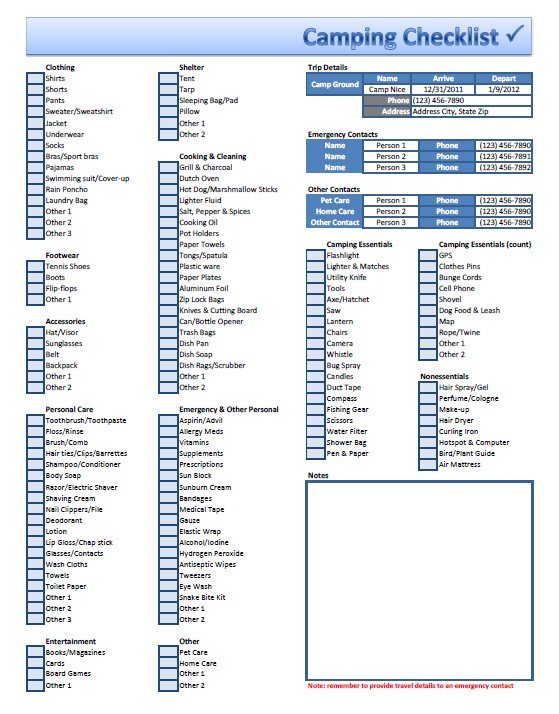 free-excel-camping-checklist-template-download