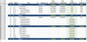 Gantt Chart Data Entry