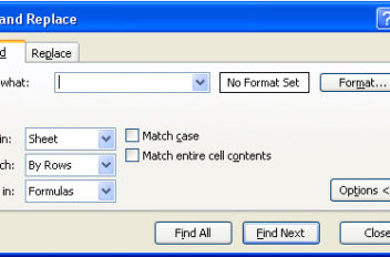 Excel Find Options Expanded