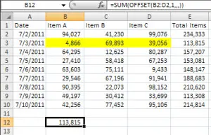 Excel Offset Function 5