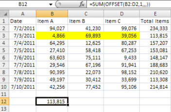 Excel Offset Function 5