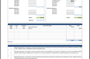 Balance Sheet Reconciliation Template