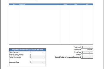 Service Receipt Template