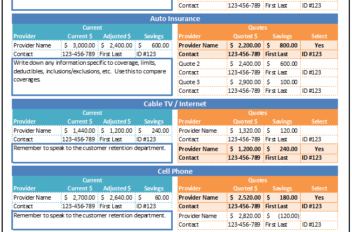 Service Provider Savings Tracker