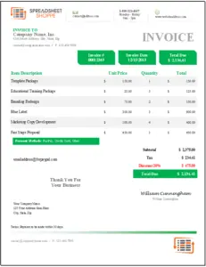 Denali Invoice Template - Green