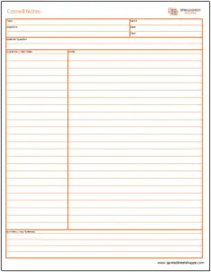 Cornell Notes with Lines