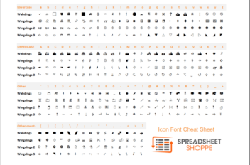 Icon Font Cheat Sheet - Excel